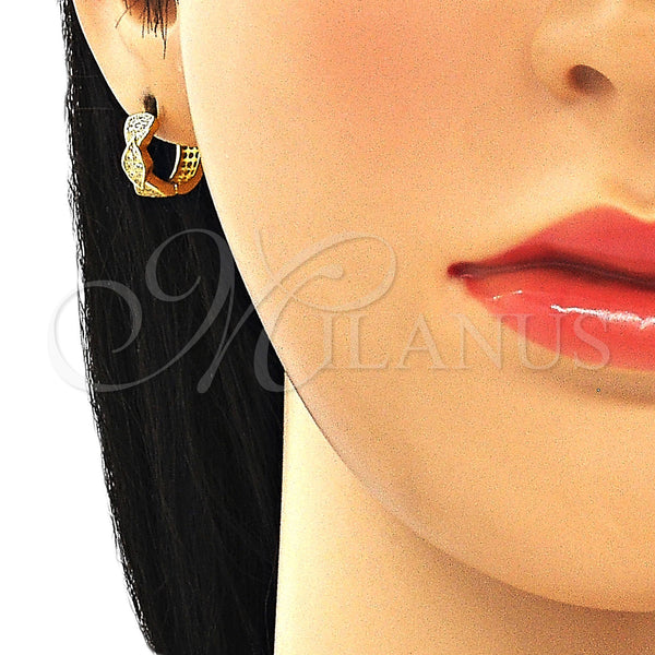 Sterling Silver Hoop Earrings — Huggie Hoop with White Micro Pave Polished 02. — alternate product view — SKU 130980 | Plata 925 aretes de aro — Huggie Hoop with blanco Micro Pave pulido 02. — SKU 130980