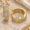 Sterling Silver Huggie Hoop, with White Micro Pave, Polished, Golden Finish, 02.332.0065.1.15