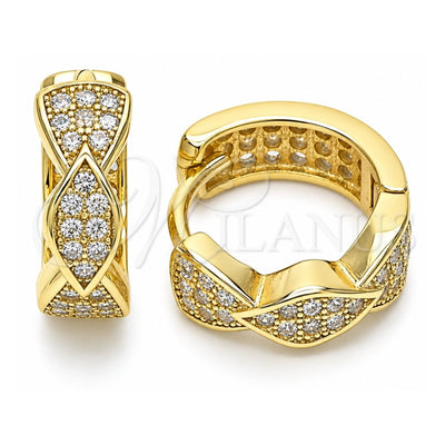 Sterling Silver Huggie Hoop, with White Micro Pave, Polished, Golden Finish, 02.332.0065.1.15