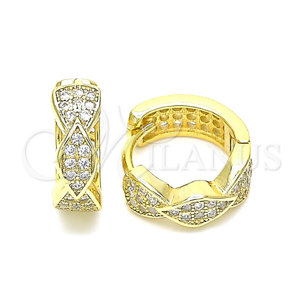 Sterling Silver Hoop Earrings — Huggie Hoop with White Micro Pave Polished 02. — main product view — SKU 130980 | Plata 925 aretes de aro — Huggie Hoop with blanco Micro Pave pulido 02. — SKU 130980