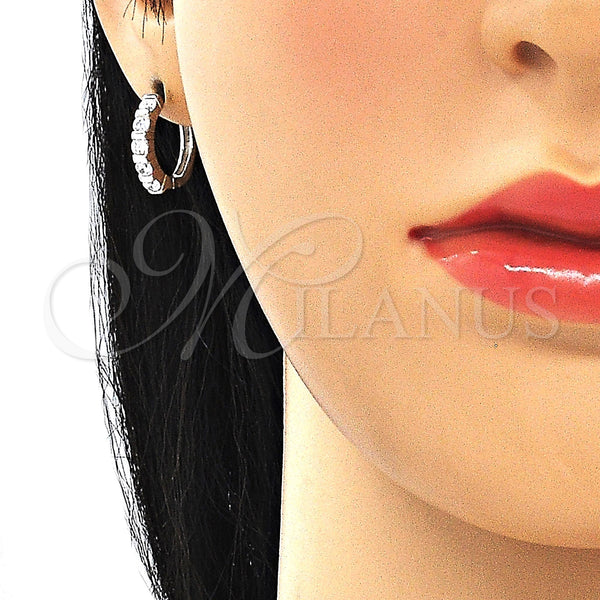 Sterling Silver Hoop Earrings — Huggie Hoop with White Cubic Zirconia Polished 02. — alternate product view — SKU 130985 | Plata 925 aretes de aro — Huggie Hoop with blanco Cubic Zirconia pulido 02. — SKU 130985