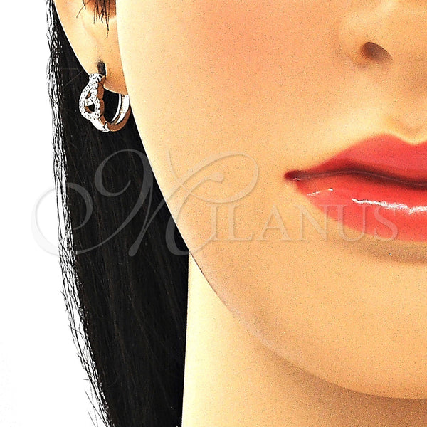 Sterling Silver Hoop Earrings — Huggie Hoop with White Cubic Zirconia Polished 02. — alternate product view — SKU 130993 | Plata 925 aretes de aro — Huggie Hoop with blanco Cubic Zirconia pulido 02. — SKU 130993