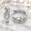 Sterling Silver Huggie Hoop, with White Cubic Zirconia, Polished, Rhodium Finish, 02.332.0072.12