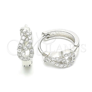 Sterling Silver Hoop Earrings — Huggie Hoop with White Cubic Zirconia Polished 02. — main product view — SKU 130993 | Plata 925 aretes de aro — Huggie Hoop with blanco Cubic Zirconia pulido 02. — SKU 130993