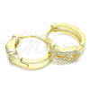 Sterling Silver Huggie Hoop, with White Cubic Zirconia, Polished, Golden Finish, 02.332.0072.1.12
