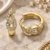 Sterling Silver Huggie Hoop, with White Cubic Zirconia, Polished, Golden Finish, 02.332.0072.1.12