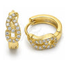 Sterling Silver Huggie Hoop, with White Cubic Zirconia, Polished, Golden Finish, 02.332.0072.1.12