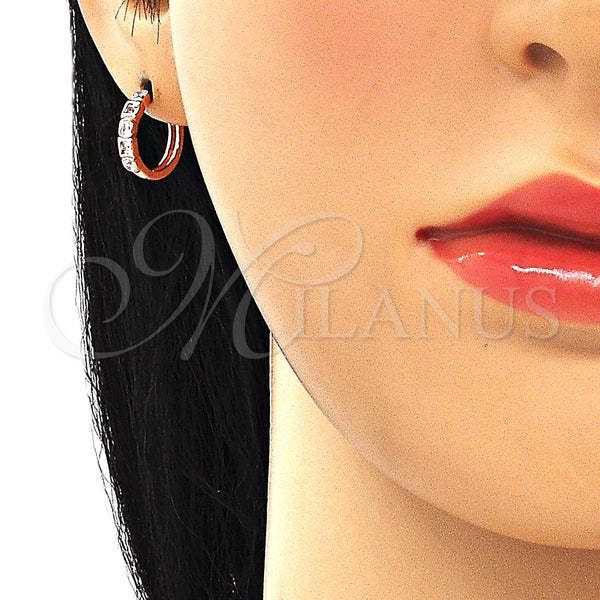 Sterling Silver Hoop Earrings — Huggie Hoop with White Cubic Zirconia Polished Rose — alternate product view — SKU 131002 | Plata 925 aretes de aro — Huggie Hoop with blanco Cubic Zirconia pulido Rose — SKU 131002