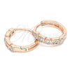 Sterling Silver Huggie Hoop, with White Cubic Zirconia, Polished, Rose Gold Finish, 02.332.0075.1.15