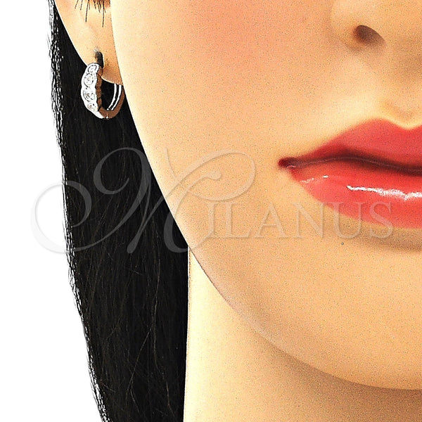 Sterling Silver Hoop Earrings — Huggie Hoop with White Cubic Zirconia Polished 02. — alternate product view — SKU 131007 | Plata 925 aretes de aro — Huggie Hoop with blanco Cubic Zirconia pulido 02. — SKU 131007