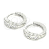 Sterling Silver Huggie Hoop, with White Cubic Zirconia, Polished, Rhodium Finish, 02.332.0077.13