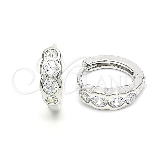 Sterling Silver Hoop Earrings — Huggie Hoop with White Cubic Zirconia Polished 02. — main product view — SKU 131007 | Plata 925 aretes de aro — Huggie Hoop with blanco Cubic Zirconia pulido 02. — SKU 131007