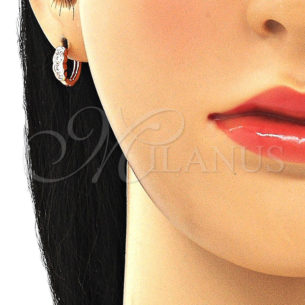 Sterling Silver Hoop Earrings — Huggie Hoop with White Cubic Zirconia Polished Rose — alternate product view — SKU 131008 | Plata 925 aretes de aro — Huggie Hoop with blanco Cubic Zirconia pulido Rose — SKU 131008