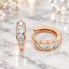 Sterling Silver Huggie Hoop, with White Cubic Zirconia, Polished, Rose Gold Finish, 02.332.0077.1.13