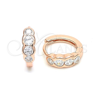 Sterling Silver Hoop Earrings — Huggie Hoop with White Cubic Zirconia Polished Rose — main product view — SKU 131008 | Plata 925 aretes de aro — Huggie Hoop with blanco Cubic Zirconia pulido Rose — SKU 131008