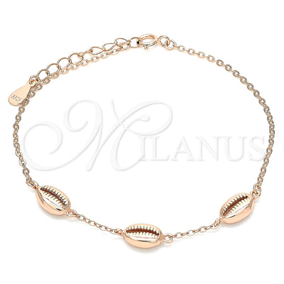 Sterling Silver Fancy Bracelet, Polished, Rose Gold Finish, 03.332.0001.1.07 (01 MM Thickness, 7 Inches Length) for wholesale, main product view