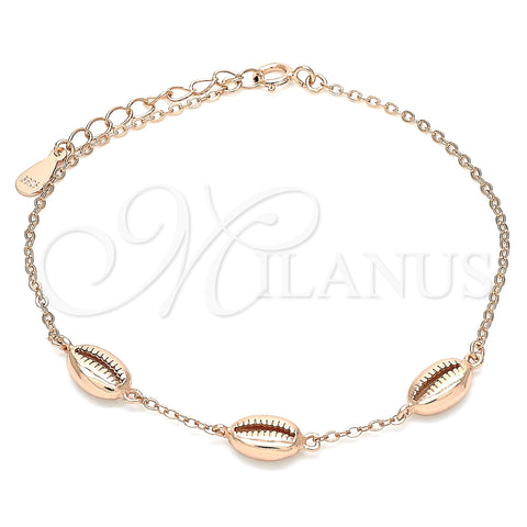 Sterling Silver Fancy Bracelet, Polished, Rose Gold Finish, 03.332.0001.1.07 (01 MM Thickness, 7 Inches Length)