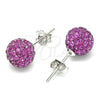 Sterling Silver Stud Earring, with Ruby Crystal, Polished, Rhodium Finish, 02.332.0042.11