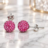 Sterling Silver Stud Earring, with Ruby Crystal, Polished, Rhodium Finish, 02.332.0042.11