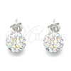 Sterling Silver Stud Earring, with Aurore Boreale Crystal, Polished, Rhodium Finish, 02.332.0042.13