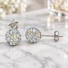Sterling Silver Stud Earring, with Aurore Boreale Crystal, Polished, Rhodium Finish, 02.332.0042.13