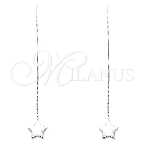 Sterling Silver Threader Earring, Star Design, Polished, Rhodium Finish, 02.332.0081