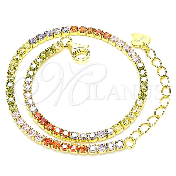 Sterling Silver Bracelet — Tennis Bracelet with Multicolor Cubic Zirconia Polished 03. — alternate product view — SKU 131036 | Plata 925 brazalete — Tennis Bracelet with Multicolor Cubic Zirconia pulido 03. — SKU 131036
