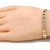 Oro Laminado Fancy Bracelet, Gold Filled Style Teardrop Design, with Black and White Cubic Zirconia, Polished, Golden Finish, 03.63.2151.07 (06 MM Thickness, 7 Inches Length)