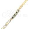 Oro Laminado Fancy Bracelet, Gold Filled Style Teardrop Design, with Black and White Cubic Zirconia, Polished, Golden Finish, 03.63.2151.07 (06 MM Thickness, 7 Inches Length)