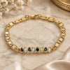 Oro Laminado Fancy Bracelet, Gold Filled Style Teardrop Design, with Black and White Cubic Zirconia, Polished, Golden Finish, 03.63.2151.07 (06 MM Thickness, 7 Inches Length)