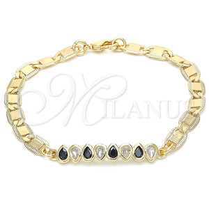 Gold Filled Bracelet — Fancy Bracelet Teardrop Design with Black and White — main product view — SKU 131038 | Oro Laminado brazalete — elegante Bracelet Teardrop diseño with negro and blanco — SKU 131038