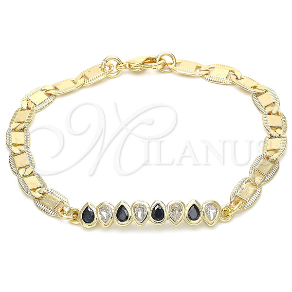 Gold Filled Bracelet — Fancy Bracelet Teardrop Design with Black and White — main product view — SKU 131038 | Oro Laminado brazalete — elegante Bracelet Teardrop diseño with negro and blanco — SKU 131038