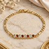 Oro Laminado Fancy Bracelet, Gold Filled Style Teardrop Design, with Garnet and White Cubic Zirconia, Polished, Golden Finish, 03.63.2152.07 (04 MM Thickness, 7 Inches Length)
