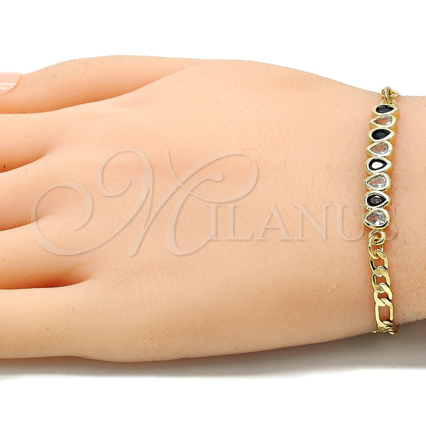 Gold Filled Bracelet — Fancy Bracelet Teardrop Design with Black and White — alternate product view — SKU 131043 | Oro Laminado brazalete — elegante Bracelet Teardrop diseño with negro and blanco — SKU 131043