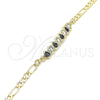Oro Laminado Fancy Bracelet, Gold Filled Style Teardrop Design, with Black and White Cubic Zirconia, Polished, Golden Finish, 03.63.2152.1.07 (04 MM Thickness, 7 Inches Length)