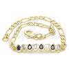 Oro Laminado Fancy Bracelet, Gold Filled Style Teardrop Design, with Black and White Cubic Zirconia, Polished, Golden Finish, 03.63.2152.1.07 (04 MM Thickness, 7 Inches Length)