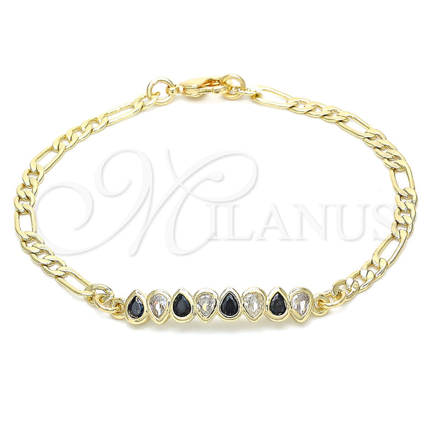 Gold Filled Bracelet — Fancy Bracelet Teardrop Design with Black and White — main product view — SKU 131043 | Oro Laminado brazalete — elegante Bracelet Teardrop diseño with negro and blanco — SKU 131043