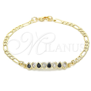 Gold Filled Bracelet — Fancy Bracelet Teardrop Design with Black and White — main product view — SKU 131043 | Oro Laminado brazalete — elegante Bracelet Teardrop diseño with negro and blanco — SKU 131043