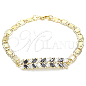 Gold Filled Bracelet — Fancy Bracelet Leaf Design with Black and White — main product view — SKU 131045 | Oro Laminado brazalete — elegante Bracelet Leaf diseño with negro and blanco — SKU 131045