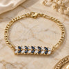 Oro Laminado Fancy Bracelet, Gold Filled Style Leaf Design, with Black and White Cubic Zirconia, Polished, Golden Finish, 03.63.2154.1.08 (04 MM Thickness, 8 Inches Length)