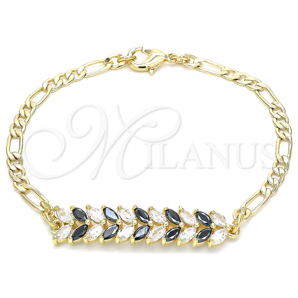 Gold Filled Bracelet — Fancy Bracelet Leaf Design with Black and White — main product view — SKU 131048 | Oro Laminado brazalete — elegante Bracelet Leaf diseño with negro and blanco — SKU 131048