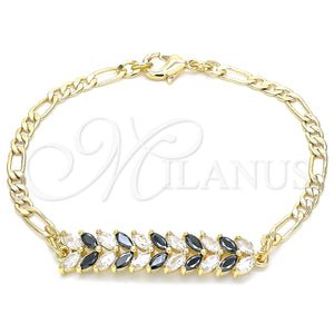 Gold Filled Bracelet — Fancy Bracelet Leaf Design with Black and White — main product view — SKU 131048 | Oro Laminado brazalete — elegante Bracelet Leaf diseño with negro and blanco — SKU 131048