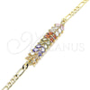 Oro Laminado Fancy Bracelet, Gold Filled Style Leaf Design, with Multicolor Cubic Zirconia, Polished, Golden Finish, 03.63.2154.2.08 (04 MM Thickness, 8 Inches Length)