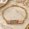 Oro Laminado Fancy Bracelet, Gold Filled Style Leaf Design, with Multicolor Cubic Zirconia, Polished, Golden Finish, 03.63.2154.2.08 (04 MM Thickness, 8 Inches Length)