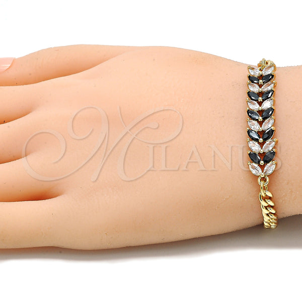 Gold Filled Bracelet — Fancy Bracelet Leaf Design with Black and White — alternate product view — SKU 131051 | Oro Laminado brazalete — elegante Bracelet Leaf diseño with negro and blanco — SKU 131051