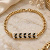Oro Laminado Fancy Bracelet, Gold Filled Style Leaf Design, with Black and White Cubic Zirconia, Polished, Golden Finish, 03.63.2155.1.08 (04 MM Thickness, 8 Inches Length)
