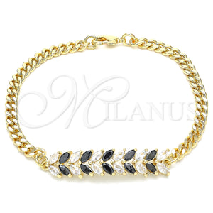 Gold Filled Bracelet — Fancy Bracelet Leaf Design with Black and White — main product view — SKU 131051 | Oro Laminado brazalete — elegante Bracelet Leaf diseño with negro and blanco — SKU 131051