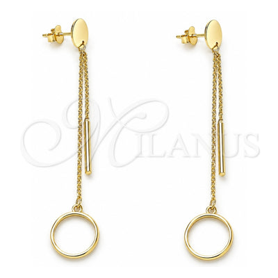 Sterling Silver Long Earring, Polished, Golden Finish, 02.186.0195.1