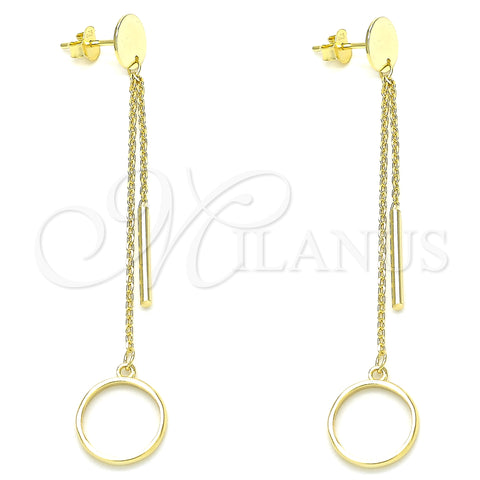 Sterling Silver Long Earring, Polished, Golden Finish, 02.186.0195.1