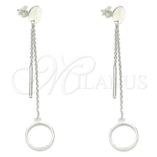 Sterling Silver Long Earring, Polished, Rhodium Finish, 02.186.0195